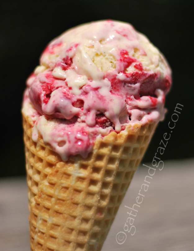 Raspberry Ripple Ice Cream | gatherandgraze.com